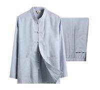 MaroYanYML Traje Informal para Hombre Tang - Manga Larga/Manga Corta Artes Marciales Tai Chi Conjunto de 2 Piezas Estilo Tradicional Chino Ropa Deportiva Camisas + Pantalones