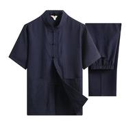 MaroYanYML Traje Informal para Hombre Tang - Manga Larga/Manga Corta Artes Marciales Tai Chi Conjunto de 2 Piezas Estilo Tradicional Chino Ropa Deportiva Camisas + Pantalones