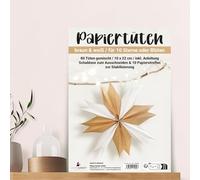 MarpaJansen 80 bolsas de papel de estraza de color marrón y blanco, 10 x 22 cm, para manualidades con estrellas y flores, incluye instrucciones (idioma español no garantizado) + plantilla para cortar