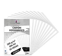 MarpaJansen cartón fotográfico, blanco mate, DIN A4, 50 hojas, cartón resistente de 300 g/m² para cartonaje y scrapbooking, Blauer Engel