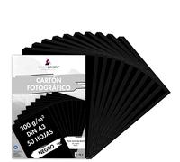 MarpaJansen cartón fotográfico, negro mate, DIN A3, 50 hojas, cartón resistente de 300 g/m² para cartonaje y scrapbooking, Blauer Engel
