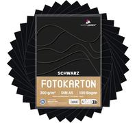 MarpaJansen Cartulina fotográfica en negro mate, DIN A5, 100 hojas, 300 g/m², cartón para manualidades para manualidades creativas y artísticas, certificado Blauer Engel