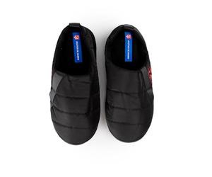 MARPEN SLIPPERS Zapatillas Atlético de Madrid Oficiales Licenciadas Acolchadas para Hombre o Mujer, Zapatillas de Casa y Viaje, Negro Abiertas, Talla 42-43