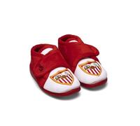 MARPEN SLIPPERS, Zapatillas de Casa Botitas de Invierno del Sevilla FC de Fútbol con Velcro para Niño o Niña, Blanquirrojas con Escudo, Talla 27