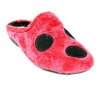 MARPEN SLIPPERS, Zapatillas de Casa de Invierno con Tacón Abiertas de Pelo Suave para Mujer, Mariquita Gris y Rojo, Talla 37