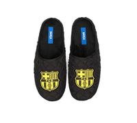 MARPEN SLIPPERS, Zapatillas de Casa de Invierno Oficiales del FC Barcelona de Fútbol Acolchadas para Hombre o Mujer, Abiertas Negras, Talla 42 43