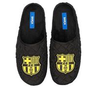 MARPEN SLIPPERS, Zapatillas de Casa de Invierno Oficiales del FC Barcelona de Fútbol Acolchadas para Hombre o Mujer, Abiertas Negras, Talla 44 45