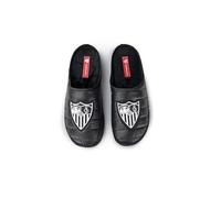 MARPEN SLIPPERS, Zapatillas de Casa de Invierno Oficiales del Sevilla FC de Fútbol Acolchadas para Hombre o Mujer, Abiertas Negras, Talla 40