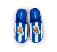 MARPEN SLIPPERS, Zapatillas de Casa Ligeras de Invierno Oficiales de la Real Sociedad de Fútbol para Hombre o Mujer, Abiertas Blanquiazules, Talla 47