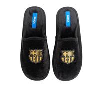 MARPEN SLIPPERS, Zapatillas de Casa Ligeras de Invierno Oficiales del FC Barcelona de Fútbol para Hombre o Mujer, Abiertas Negras, Talla 40