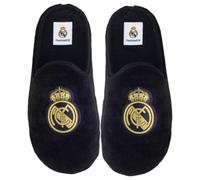 MARPEN SLIPPERS Zapatillas Para Casa Hombre Real Madrid CF Oficiales - Pantuflas Ligeras Con Pelo Suave, Suela Flexible Reciclada, Antideslizantes, Lavables, Hechas En España Negro y dorado, Talla