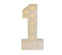 Marquee - Números con iluminación LED, números iluminados 0 1 2 3 4 5 6 7 8 9 números lámpara número para cumpleaños, bodas, fiestas, funciona con pilas, color blanco, 100 x 48 cm, reutilizable (1)