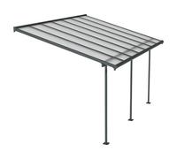 Marquesina adosada Sierra (An x Pr: 434 x 299 cm, Antracita, Policarbonato, Gris)