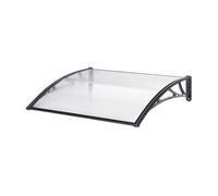 [en.casa] Marquesina para Puertas Tejadillo de Protección Toldo Exterior Terraza Techo para Balcón Diseño Arqueado de Policarbonato Aluminio 120 x 100 cm - Transparente y Negro