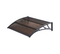 [en.casa] Marquesina para Puertas Tejadillo de Protección Toldo Exterior Terraza Techo para Balcón Diseño Arqueado de Policarbonato Aluminio 120 x 80 cm - Negro y Marrón