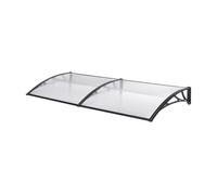 Marquesina exterior para puertas mellerud protección policarbonato / plástico 240 x 100 cm - transparente y negro [en.casa]
