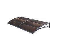 [en.casa] Marquesina para Puertas Tejadillo de Protección Toldo Exterior Terraza Techo para Balcón Diseño Arqueado de Policarbonato Aluminio 300 x 100 cm - Negro y Marrón
