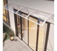 Marquesina Exterior para Puertas y Ventanas,Tejadillo de Protección Toldo Cubierta de Policarbonato en Jardín,Protección Uv Lluvia Nieve Marquesina de Techo,Aluminio Blanco (60x450cm/24"x177")