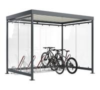 Marquesina Köln con aparcabicicletas de apoyo modelo 2500 XBF WSM, 6 plazas, 7 elementos de vidrio