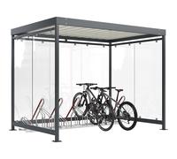 Marquesina Köln con aparcabicicletas de apoyo modelo 2500 XBF WSM, 6 plazas, 7 elementos de vidrio