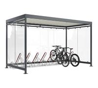 Marquesina Köln con aparcabicicletas de apoyo modelo 2500 XBF WSM, 8 plazas, 8 elementos de cristal