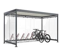 Marquesina Köln con aparcabicicletas de apoyo modelo 2500 XBF WSM, 8 plazas, 8 elementos de cristal