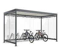Marquesina Köln con aparcabicicletas de apoyo modelo 4700 XBF WSM, gris antracita RAL 7016, abierto, ya montado