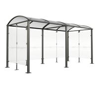 Marquesina para bicicletas con vidrio PROCITY, modelo básico + ampliación con paredes traseras/laterales