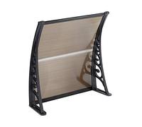 Marquesina para Puerta de Entrada HUOLE, Plástico, Arco de Escritorio, Cubierta de la Lluvia, Aleros Junta y Holder al Aire Libre Canopy Toldo, 100 x 100 cm, Marrón