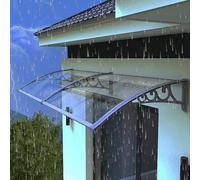 Marquesina para Puerta Moderna,Marquesina Exterior para Puertas y Ventanas Tamaño 151,Marquesina en Arco de Escritorio y Lluvia,con Soporte Negro/Blanco/Gris/Dorado (120x250cm/47"x98",Grey)