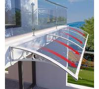 Marquesina para Puerta Moderna,Marquesina Exterior para Puertas y Ventanas Tamaño 151,Marquesina en Arco de Escritorio y Lluvia,con Soporte Negro/Blanco/Gris/Dorado (80x480cm/32"x189",White)