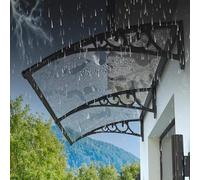 Marquesina para Puerta Moderna,Marquesina Exterior para Puertas y Ventanas Tamaño 151,Marquesina en Arco de Escritorio y Lluvia,con Soporte Negro/Blanco/Gris/Dorado (120x160cm/47"x63",Black)
