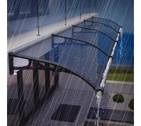 Marquesina para puerta resistente a los rayos UV, protección contra la lluvia para ventanas exteriores, toldo para patio, porche, color gris, marrón, azul, transparente (opcional) (gris, 80 x 210 cm/3