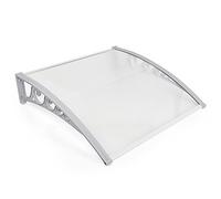 Marquesina para Puertas Ventanas Toldo Refugio de Nieve, Porche Delantero, Sombra Exterior, Techo, hecho en Cubierta de Policarbonato (60,5x100cm, Gris-Blanco)