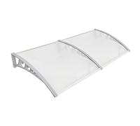 Marquesina para Puertas Ventanas Toldo Refugio de Nieve, Porche Delantero, Sombra Exterior, Techo, hecho en Cubierta de Policarbonato (98x200cm, Gris-Blanco)