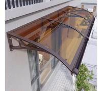 Marquesina para Puertas y Ventanas,Tejadillo de Protección Contra La Lluvia y La Nieve UV,Toldo Cubierta de Policarbonato Marrón con Fregadero Grande,Toldo de Entrada de Techo (60x110cm/24"x43")