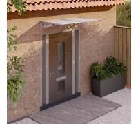 vidaXL Marquesina puerta policarbonato gris y transparente 152,5x90 cm, marquesina de puerta, pérgola de puerta de entrada, toldo de puerta