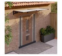 vidaXL Marquesina de Puerta, Toldo para Porche Ventana, Refugio de Lluvia Nieve, Marquesina Exterior, Policarbonato Negro y Transparente 239x90 cm