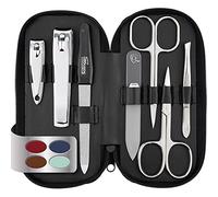 marQus - Set manicura con 7 piezas fabricado en Alemania, con lima de cristal patentada - Set para hombre y mujer, para el cuidado de pies y manos, estuche de cuero auténtico