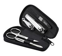 marQus - Set manicura y pedicura de 5 piezas para hombre y mujer, con estuche de cuero auténtico, fabricado en Europa, ideal para viaje