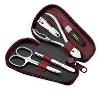 marQus - Set manicura y pedicura de 5 piezas para hombre y mujer, con estuche de cuero auténtico, fabricado en Europa, ideal para viaje