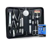 marQus Solingen Solingen - Set de manicura y pedicura de 12 piezas en estuche de piel auténtica manejable y suave, juego completo con todo para el cuidado de manos y pies