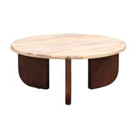 Marrakech Adorata Mesa de centro redonda de 80 cm de madera maciza con aspecto de mármol, mesa de salón hecha a mano con diseño moderno de mármol, mesa de sofá grande duradera para salón, salón y loft