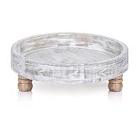 Marrakech Boho Bandeja decorativa redonda de madera 30 x 9 cm | Plato para servir Loka como decoración de mesa decorativa para cocina y salón, bandeja de desayuno redonda vintage para dormitorio