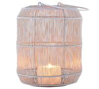 Marrakech Boho Deko Aesthetic - Portavelas de metal (27 cm), color blanco y dorado