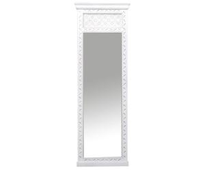 Marrakech Boho - Espejo de pie decorativo de madera de mango, 183 x 61 cm, espejo de pared con marco de madera tallado a mano, espejo vintage para dormitorio, pasillo y sala de estar, pieza única en