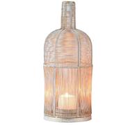 Marrakech Boho - Portavelas decorativo (32 cm, metal, para decoración de mesa, salón, balcón, terraza y jardín), color blanco