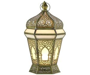 Marrakech Boho - Portavelas decorativo de metal y cristal, 33 cm, diseño oriental
