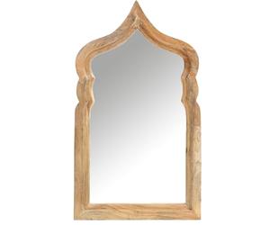 Marrakech Espejo de pared marroquí de madera de 90 cm, decoración oriental para salón, dormitorio y espejo de baño en el baño, espejo asimétrico Aastha con marco de madera para el pasillo