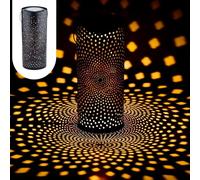 Marrakech - Farol solar para exteriores con asa de metal (30 cm, ideal para decoración de jardín), color negro